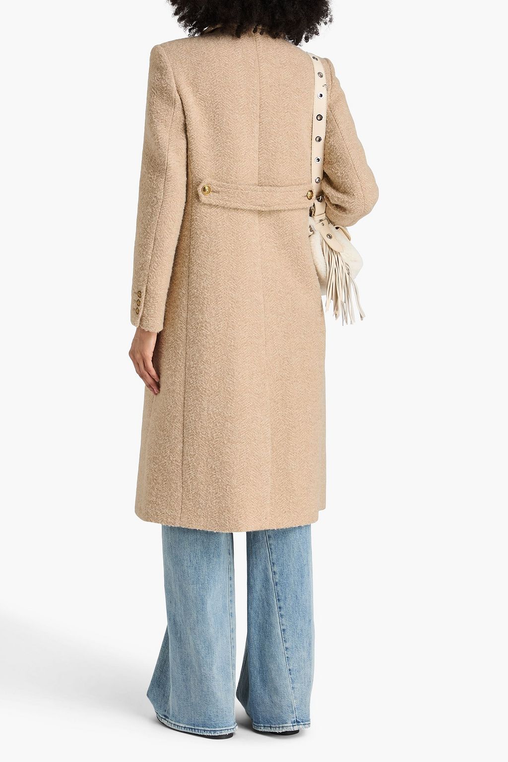 SANDRO Double-breasted bouclé-tweed coat