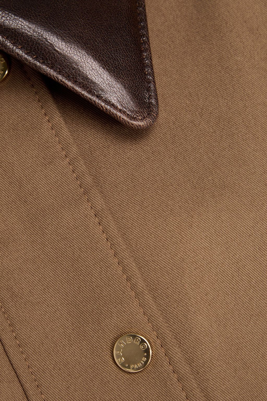 SANDRO Leather-trimmed cotton-blend twill jacket