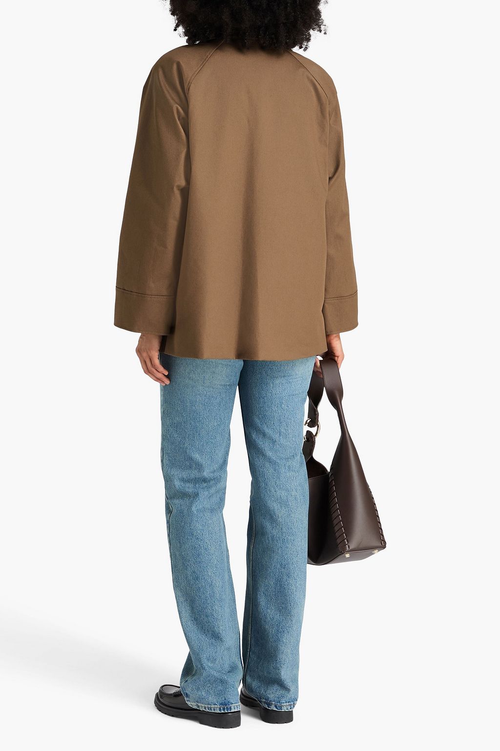 SANDRO Leather-trimmed cotton-blend twill jacket