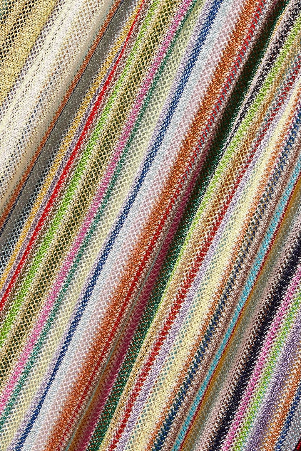 MISSONI Striped crochet-knit midi wrap skirt