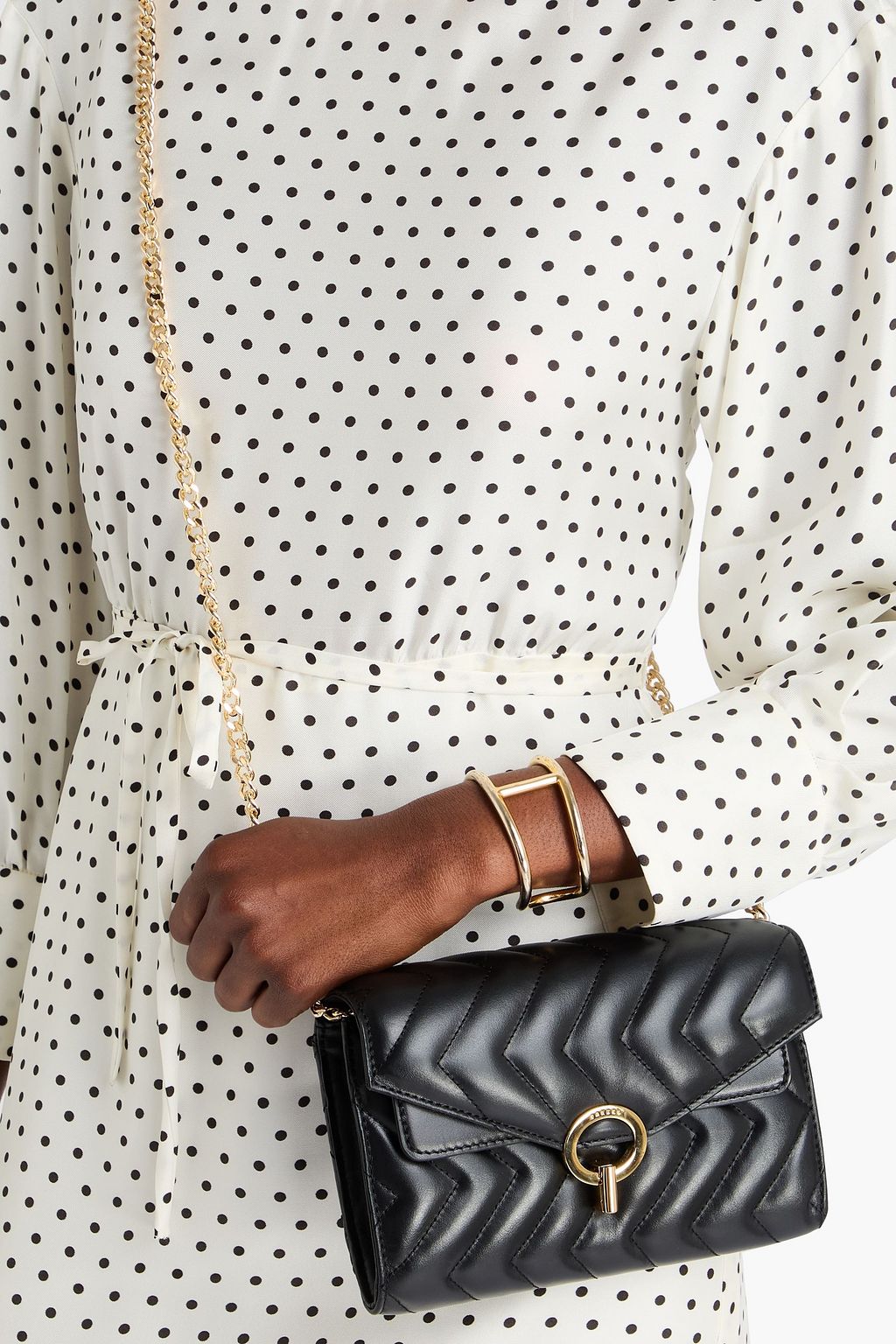 SANDRO Quilted leather cross-body bag