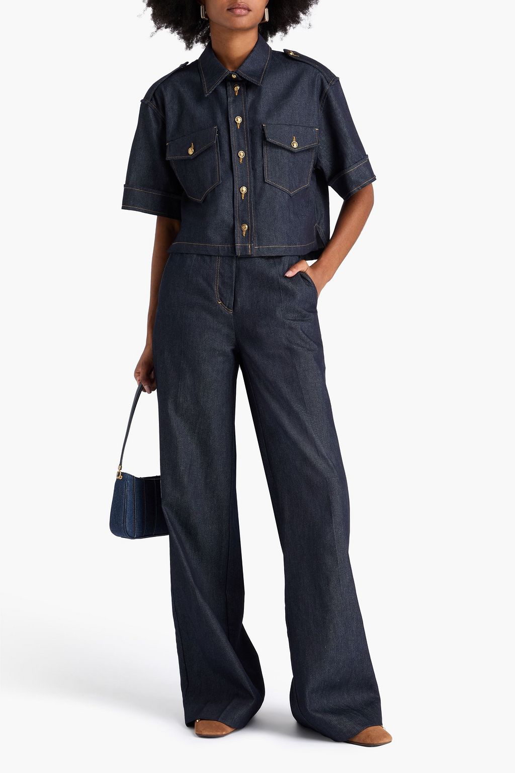 SANDRO Cropped denim shirt