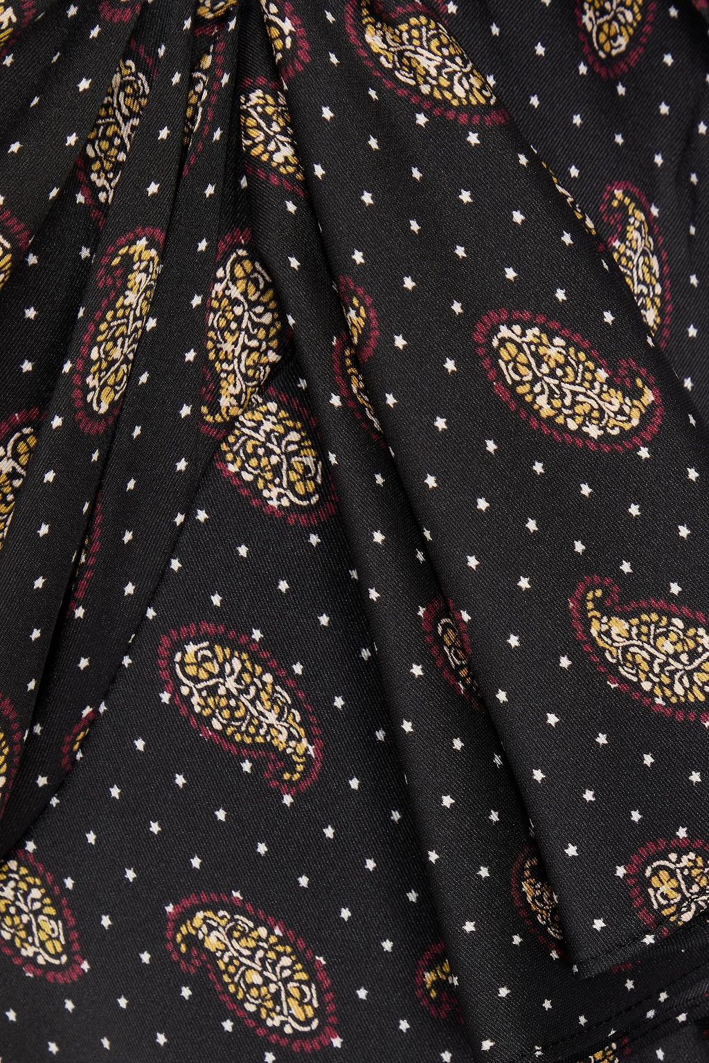 SANDRO Minikleid aus glänzendem Twill mit Paisley-Print und Kristallverzierung