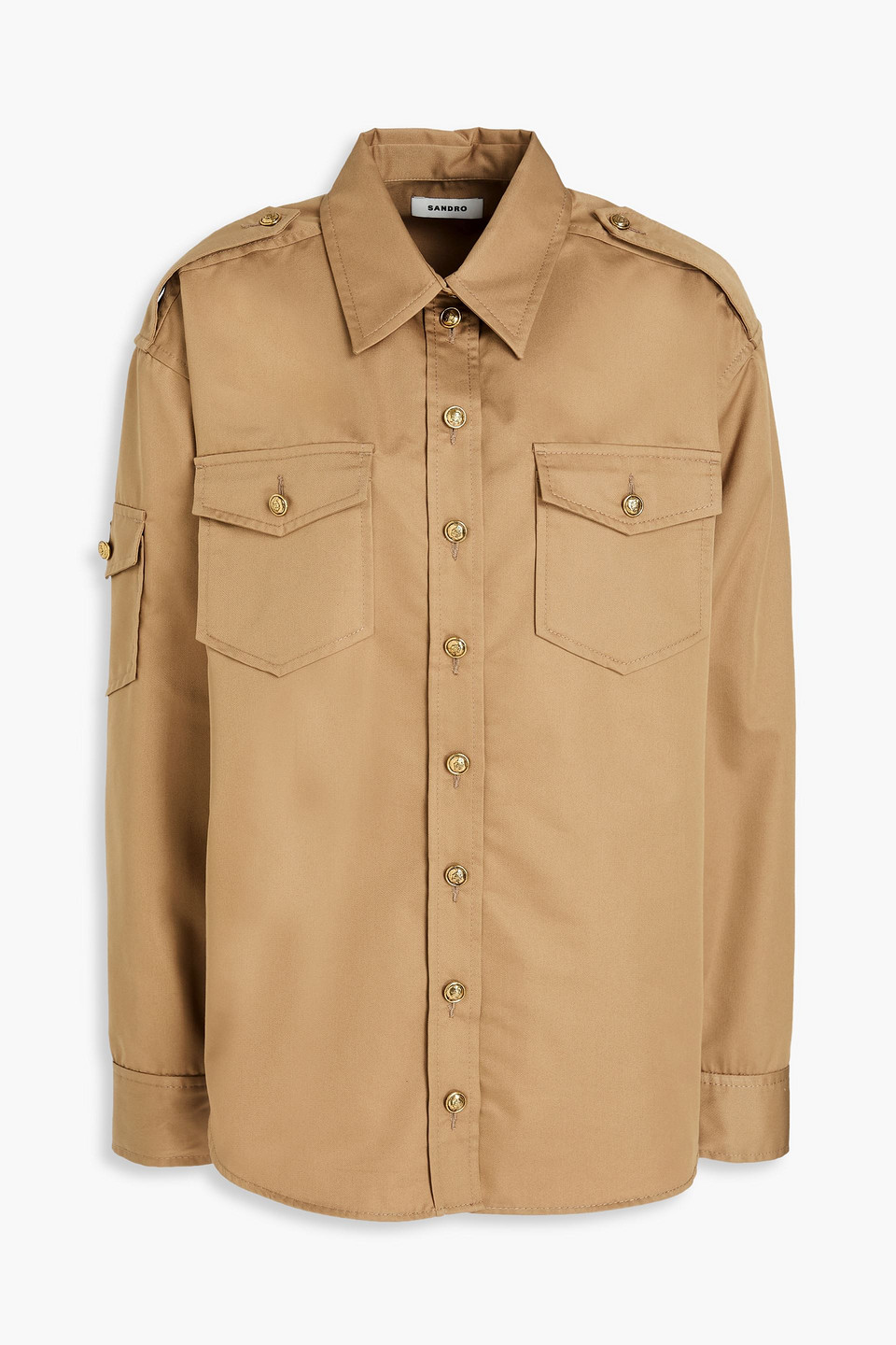 Sandro Cotton-blend Twill Shirt In Nude