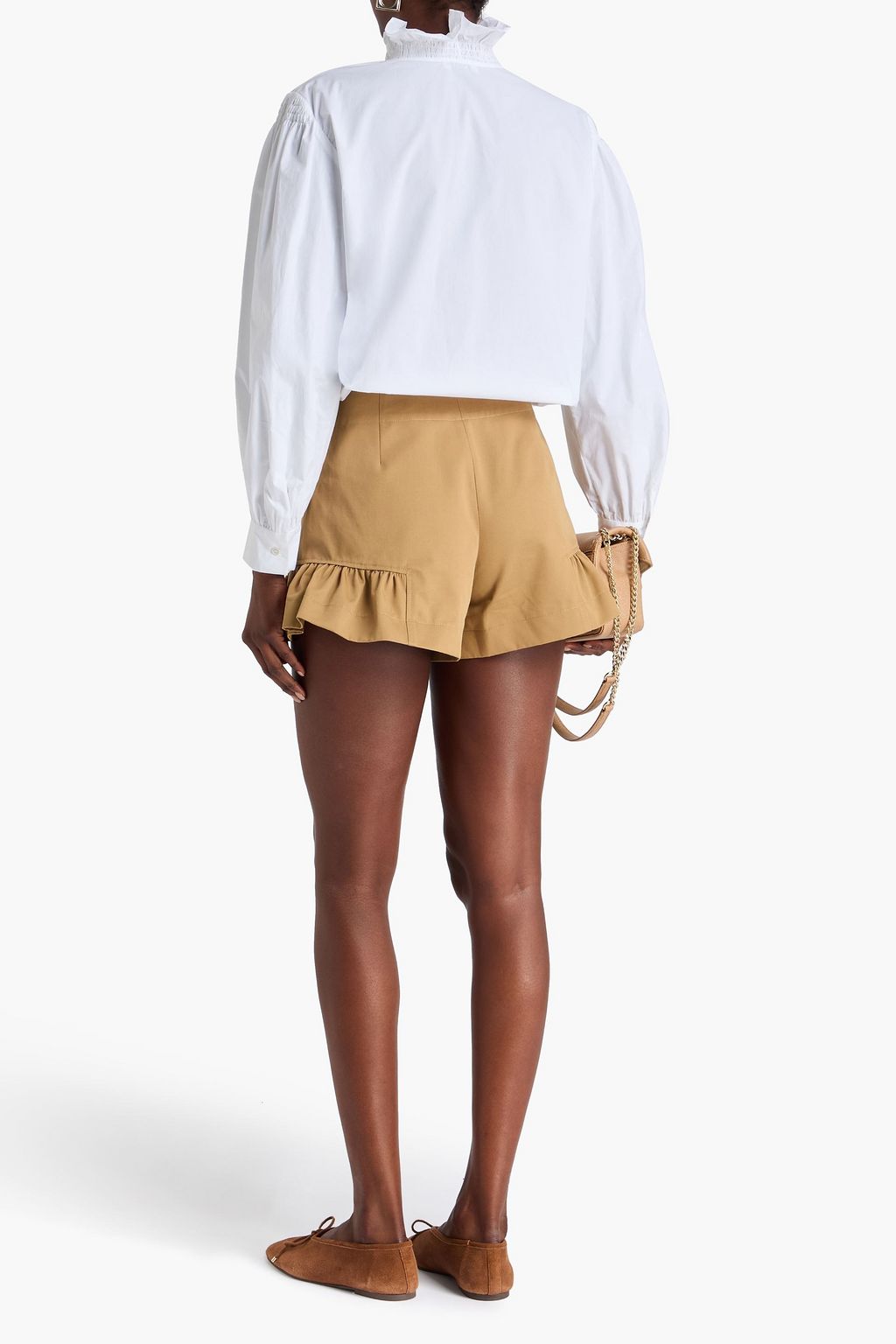 SANDRO Ruffled cotton-poplin blouse