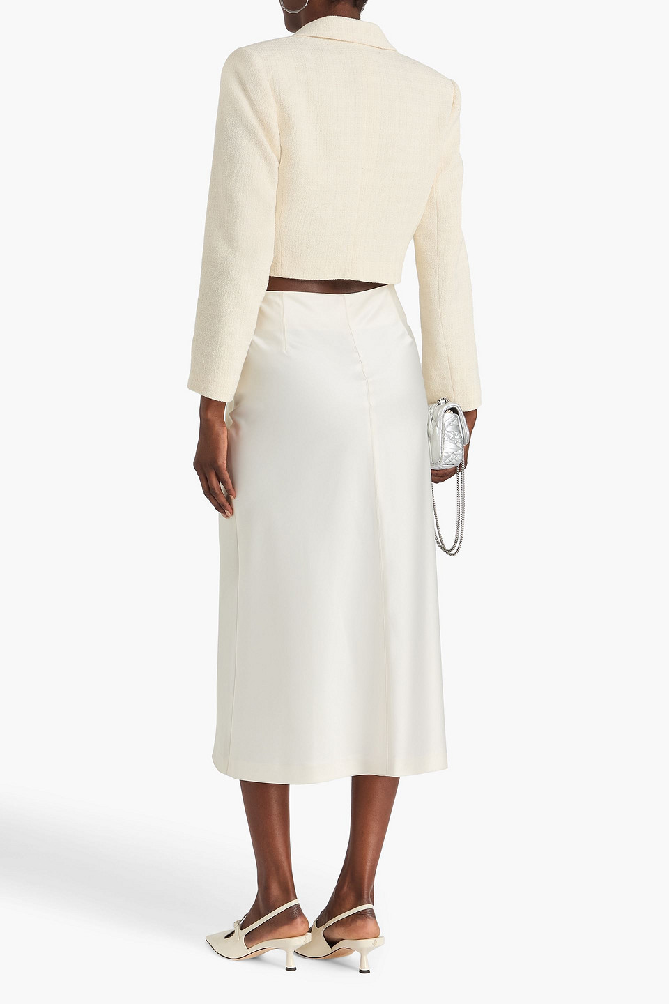  Sandro - Cropped Blazer Aus Tweed - Weiß - Fr 40 
