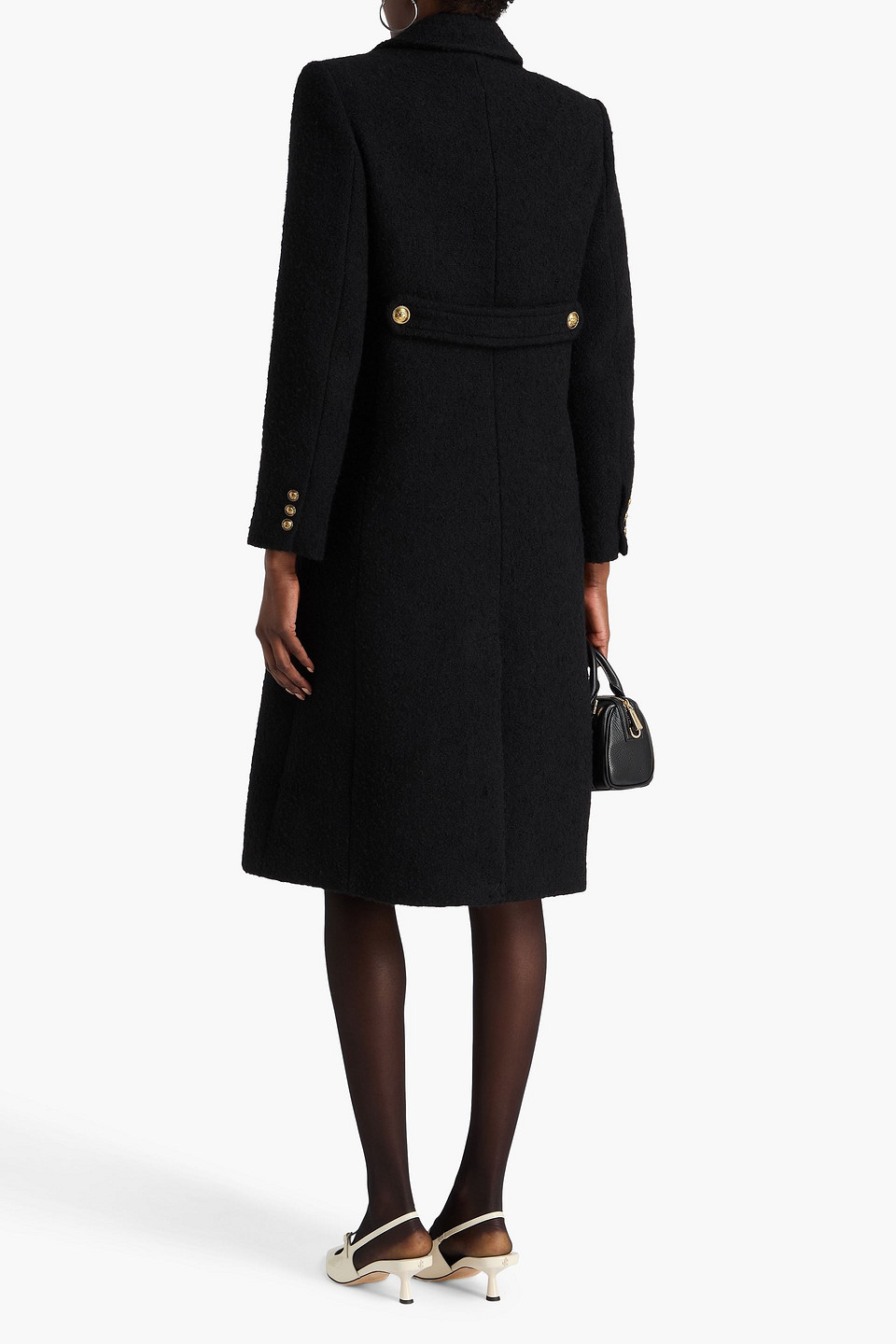  Sandro - Double-breasted Bouclé-tweed Coat - Black - Fr 34 