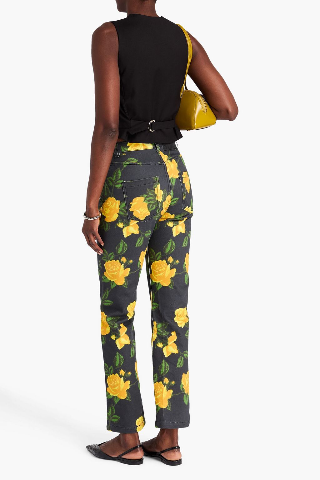 RICHARD QUINN Hoch sitzende Jeans mit geradem Bein und Blumenprint