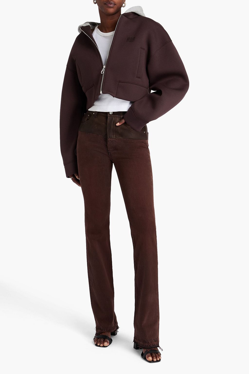 AMIRI ハイライズ ブーツカットジーンズ レザーパネル ダメージ加工