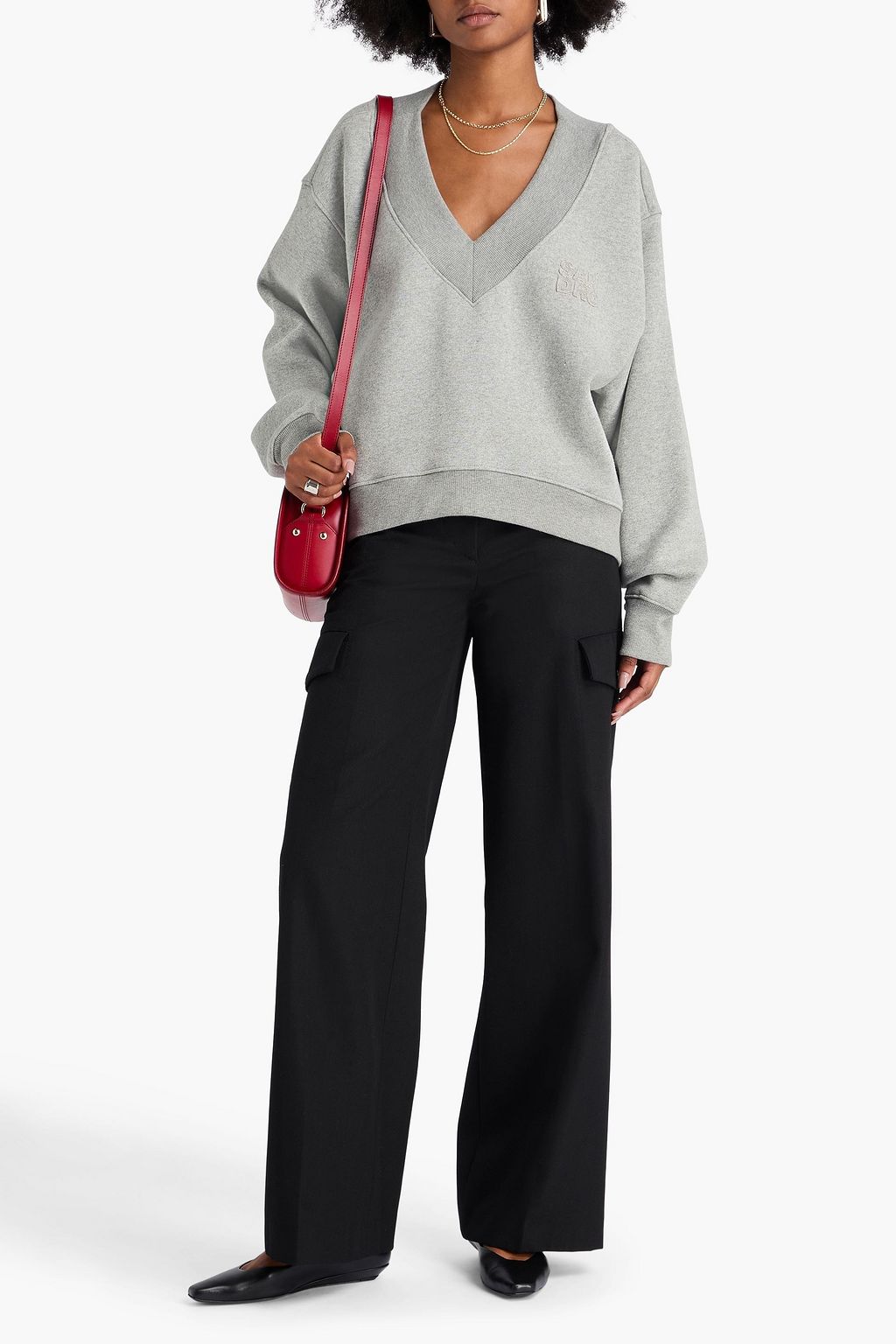 SANDRO Cotton-blend fleece sweatshirt