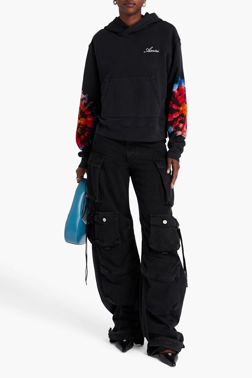 AMIRI Hoodie aus Baumwoll-Jersey mit Batikmuster und Stickerei