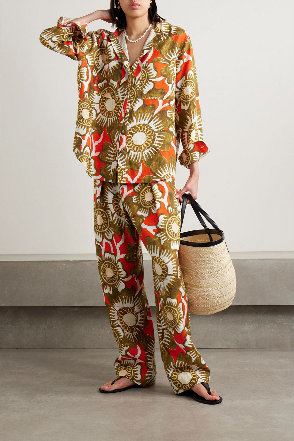  Mara Hoffman - Adele Hemd Aus Hanf Mit Blumenprint - Rot - Xs 