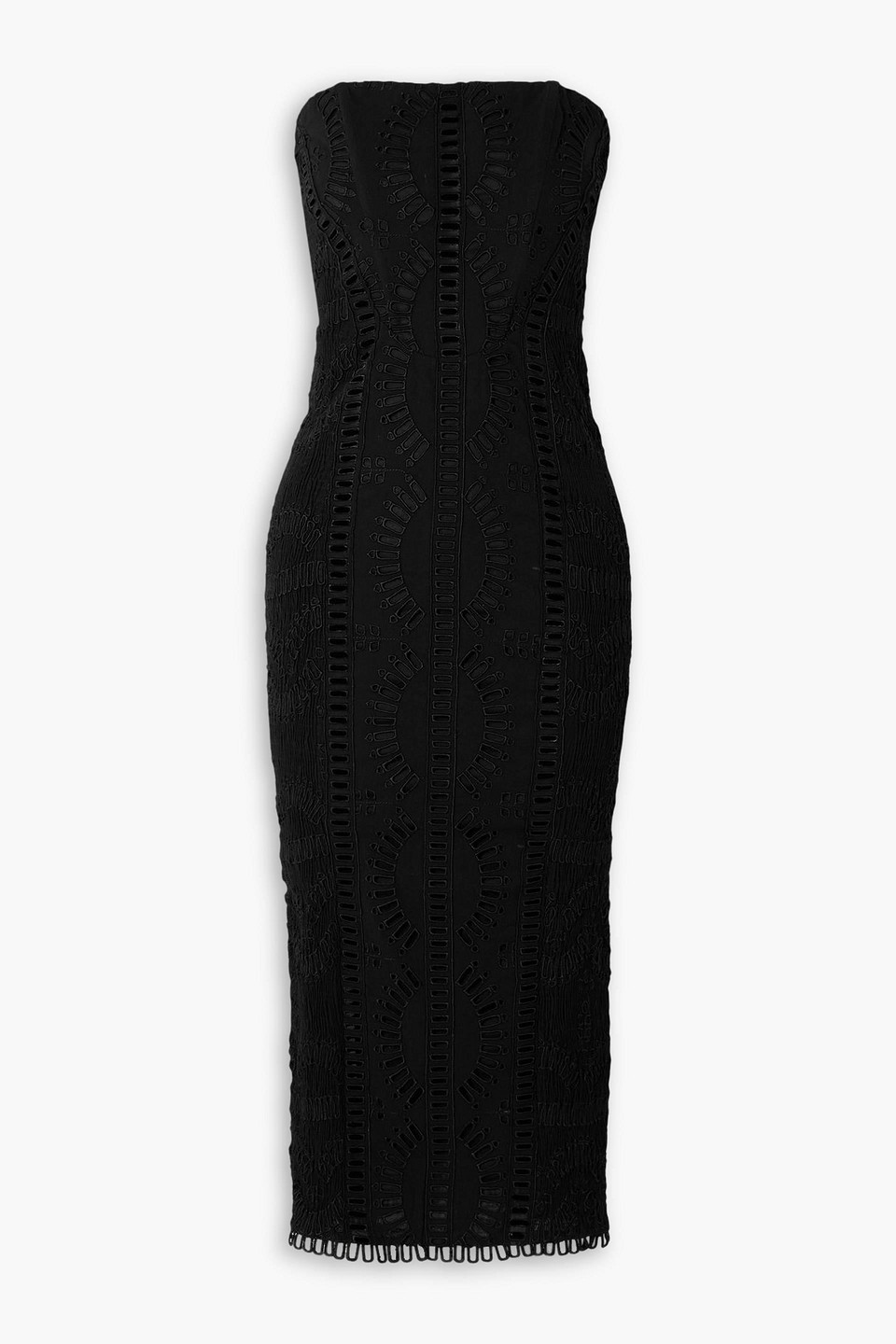 Charo Ruiz Ynisa Strapless Broderie Anglaise Cotton-blend Midi Dress In Black