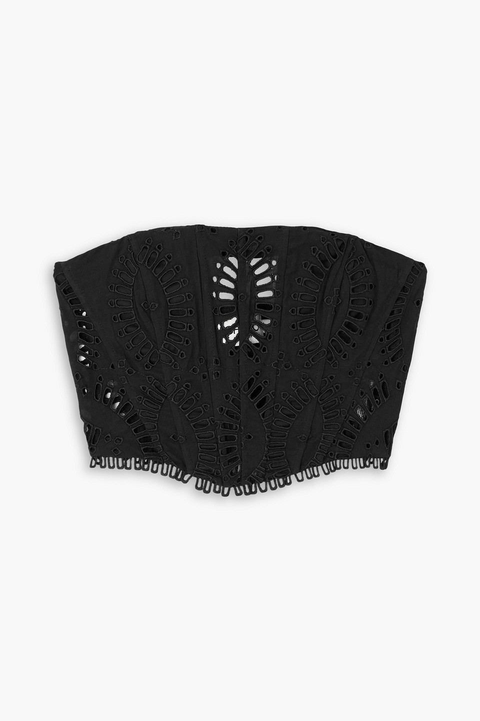 Charo Ruiz Sting Strapless Broderie Anglaise Cotton-blend Bustier Top In Black