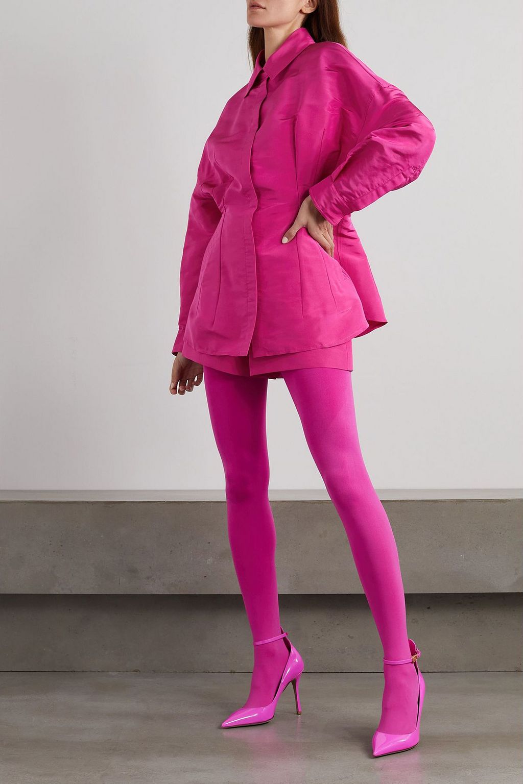 VALENTINO GARAVANI Silk-moiré mini shirt dress