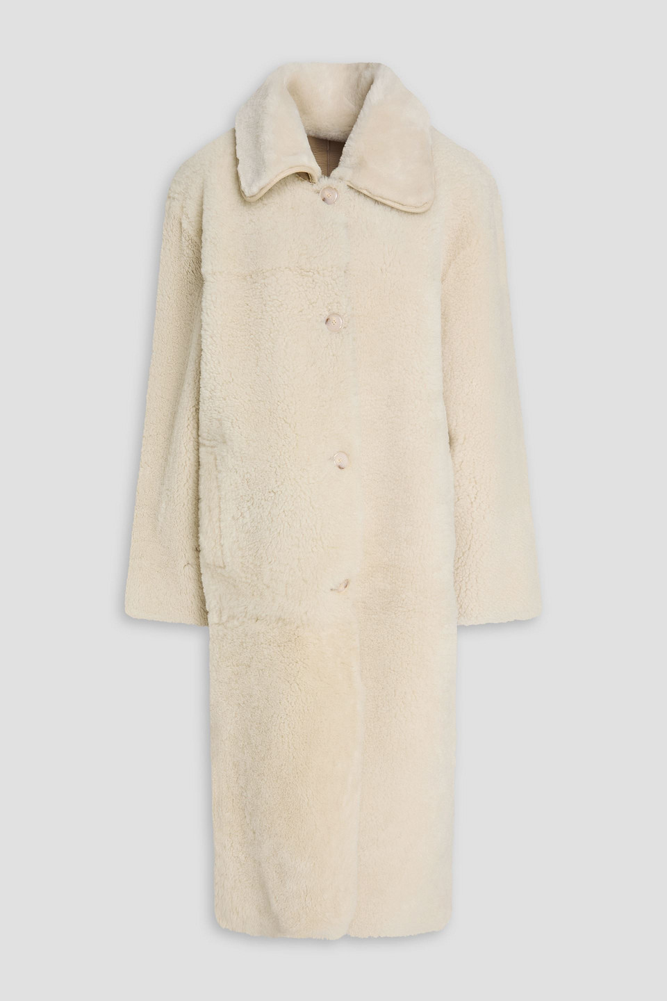 Sandro Shearling Coat In Neutral