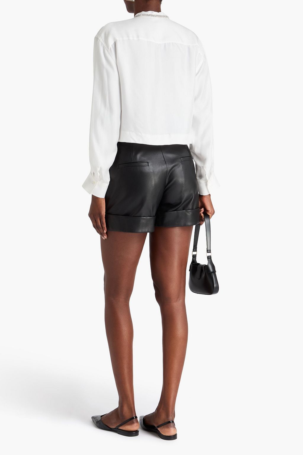 SANDRO Cropped Hemd aus Seiden-Twill mit Kristallverzierung