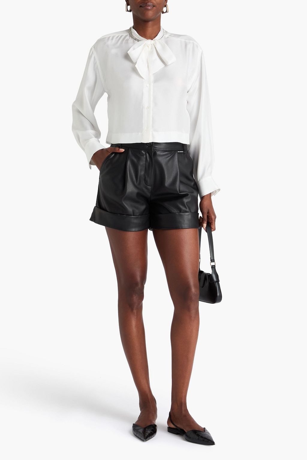 SANDRO Cropped Hemd aus Seiden-Twill mit Kristallverzierung