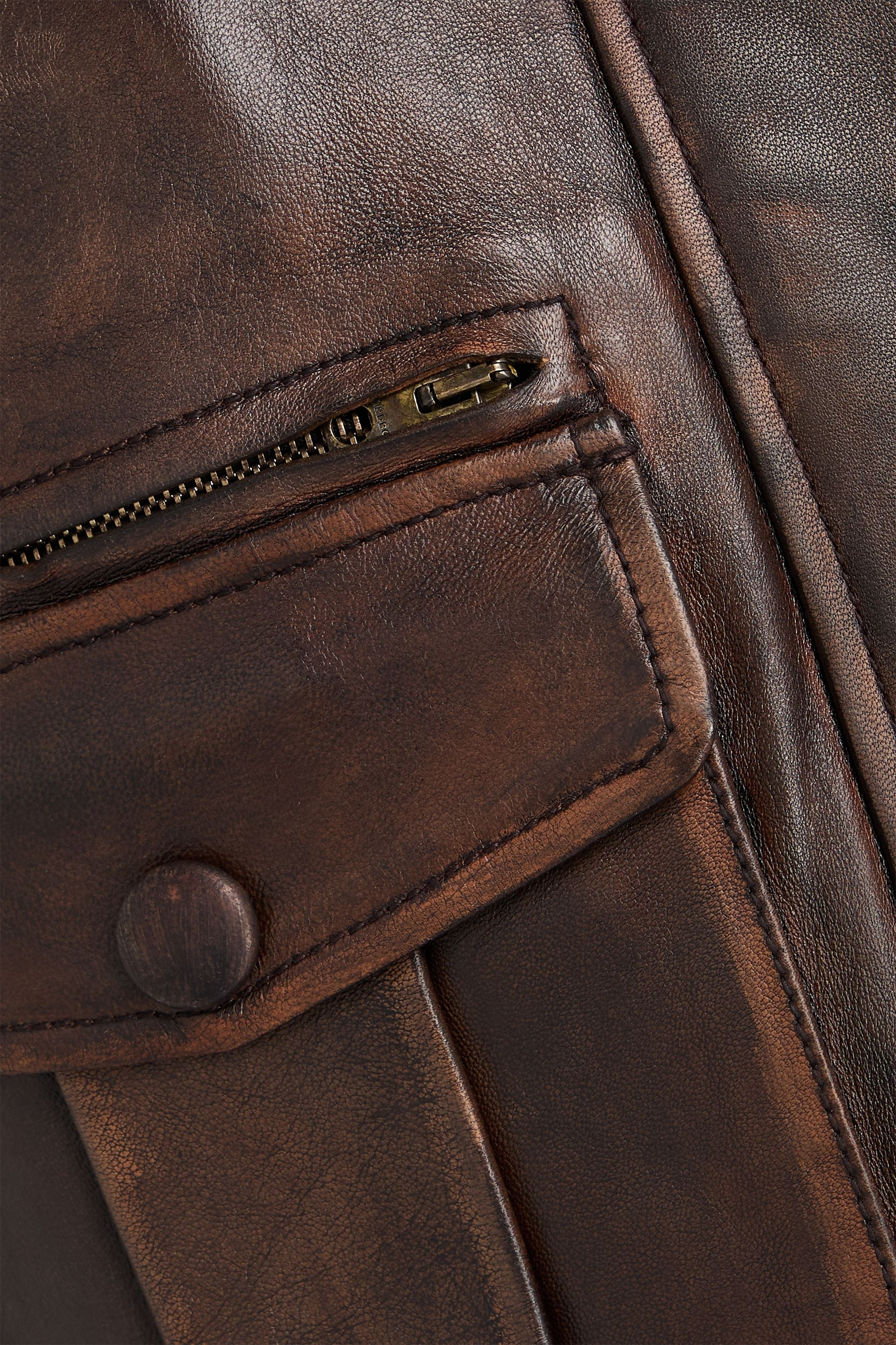 SANDRO Shearling-trimmed leather jacket
