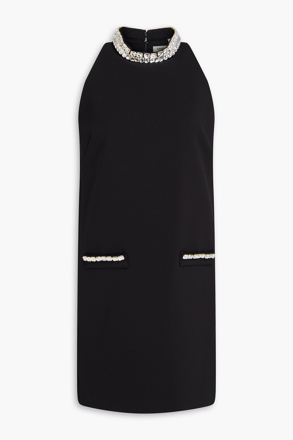 sandro - crystal-embellished crepe mini dress - black - fr 36