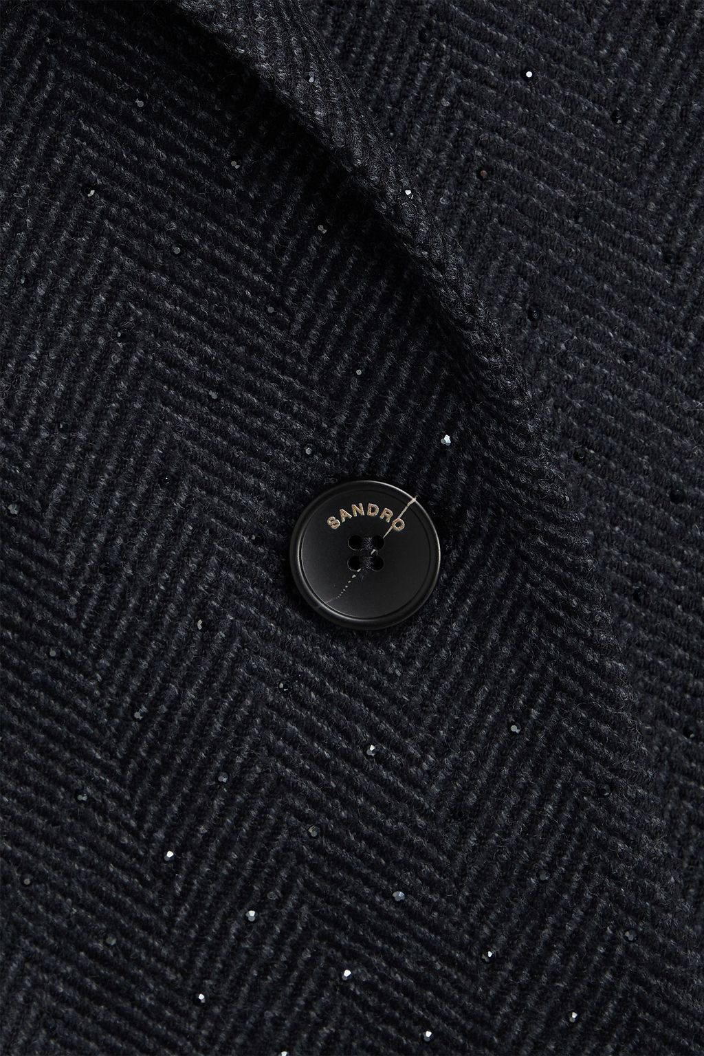 SANDRO Crystal-embellished herringbone wool-flannel blazer