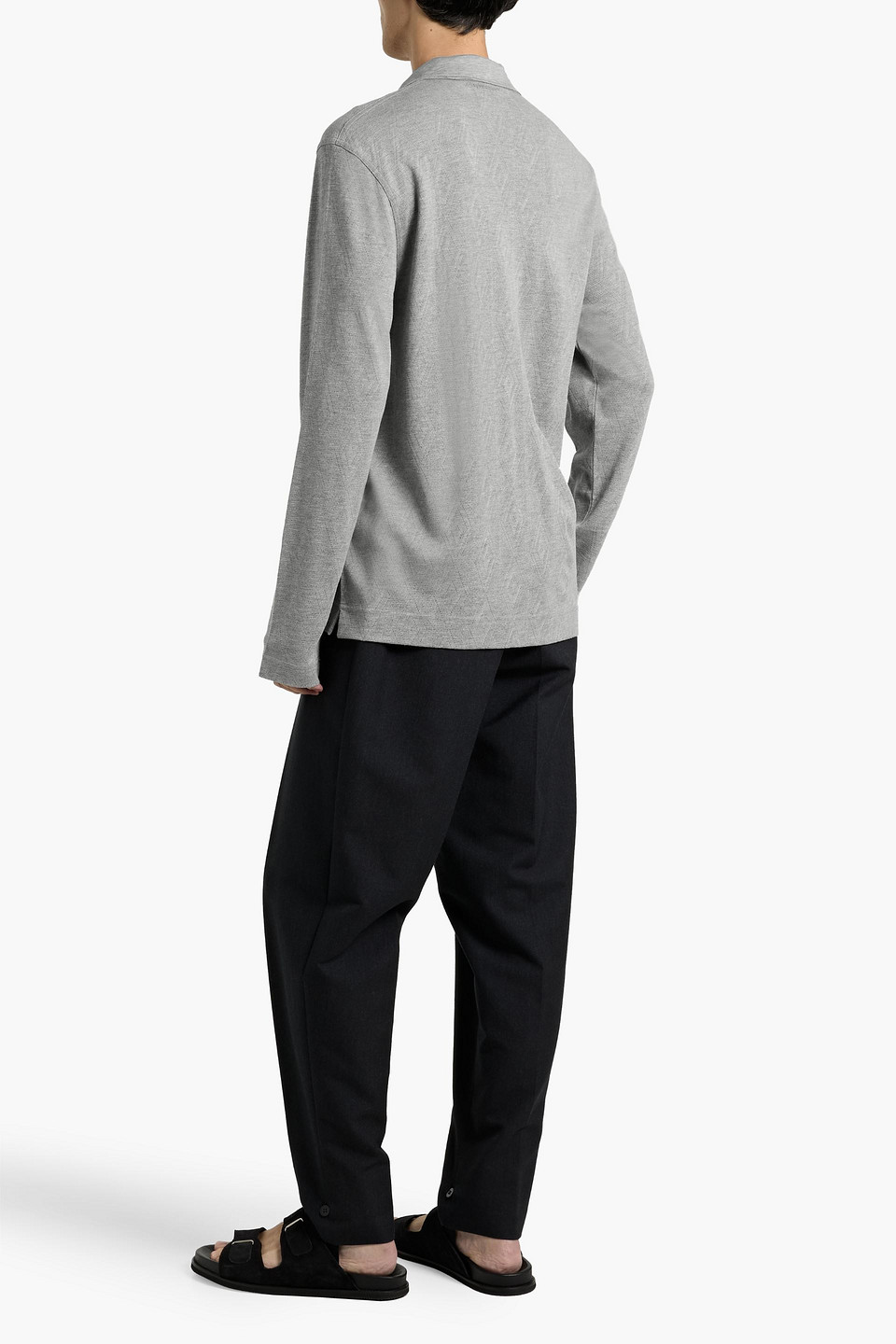 Officine Generale Jacquard-knit Lyocell And Cotton-blend Cardigan In Gray