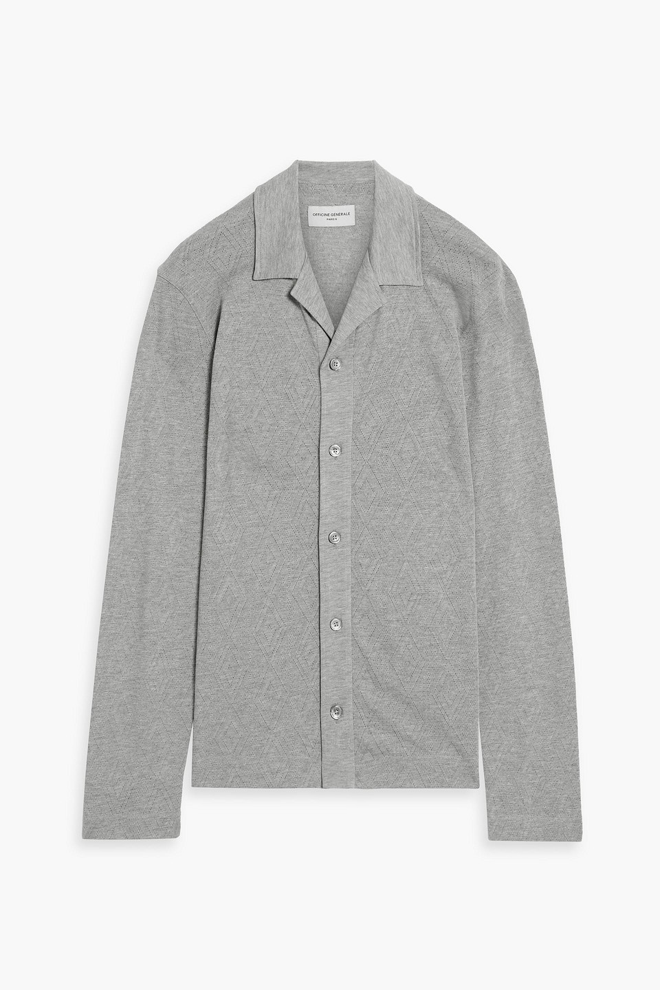 Officine Generale Jacquard-knit Lyocell And Cotton-blend Cardigan In Gray
