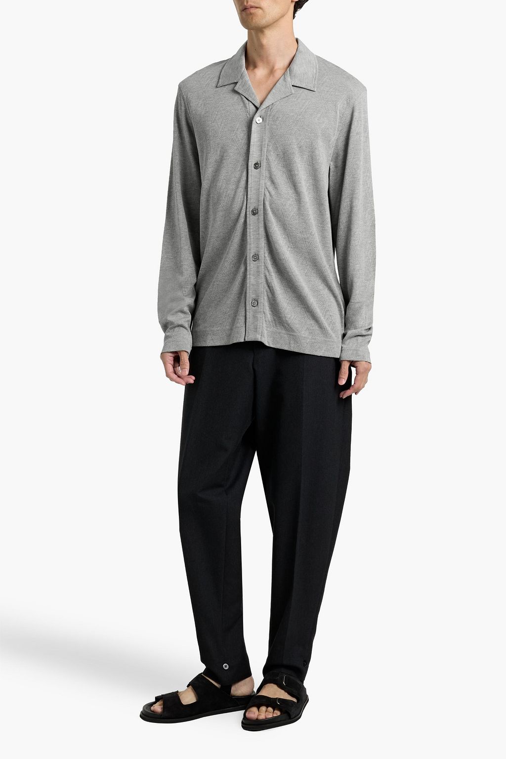 OFFICINE GÉNÉRALE Jacquard-knit Lyocell and cotton-blend cardigan