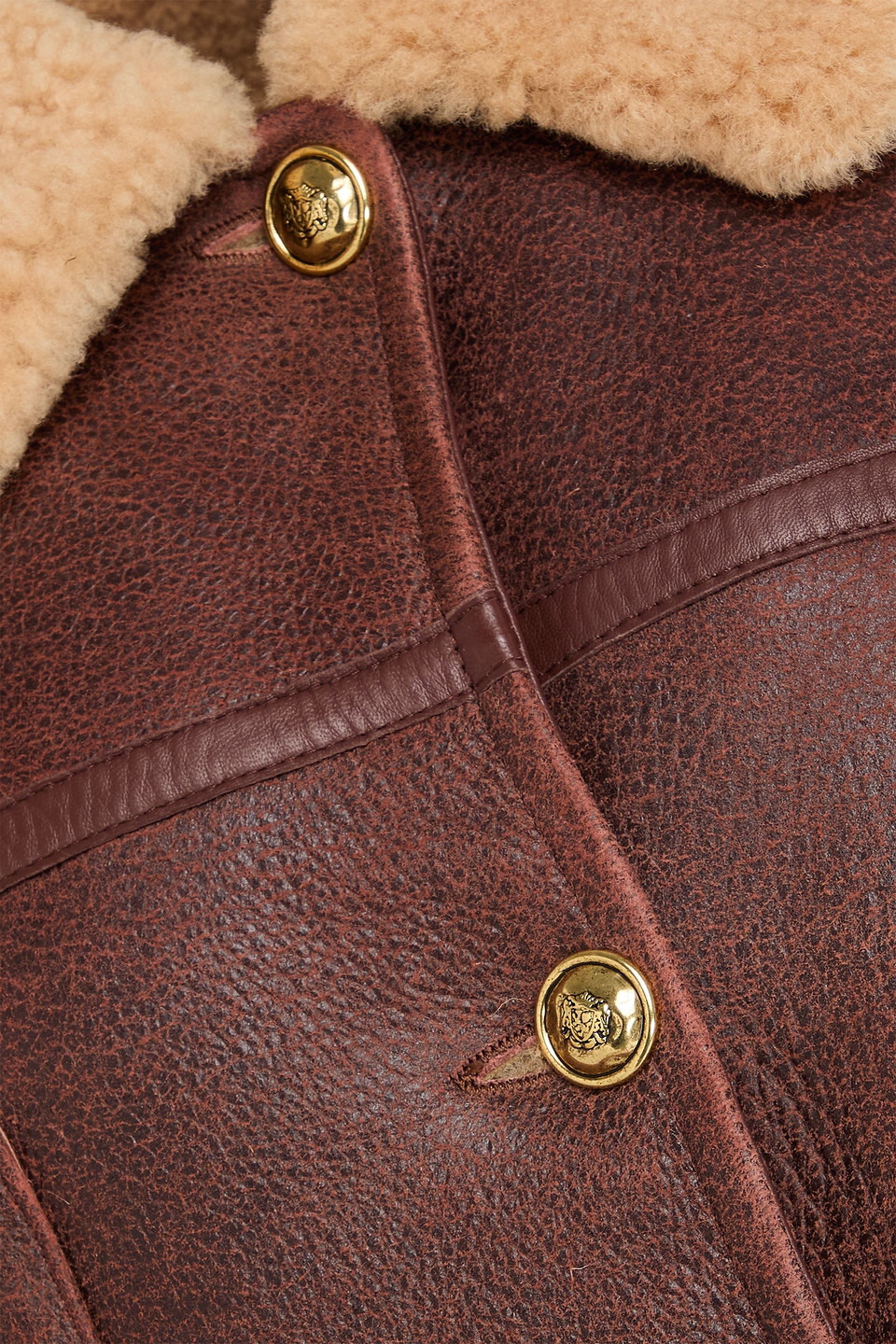 Sandro Shearling Jacket In Brown