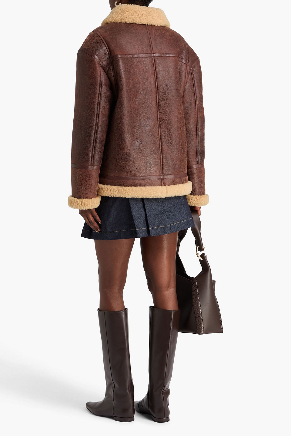 Sandro Shearling Jacket In Brown