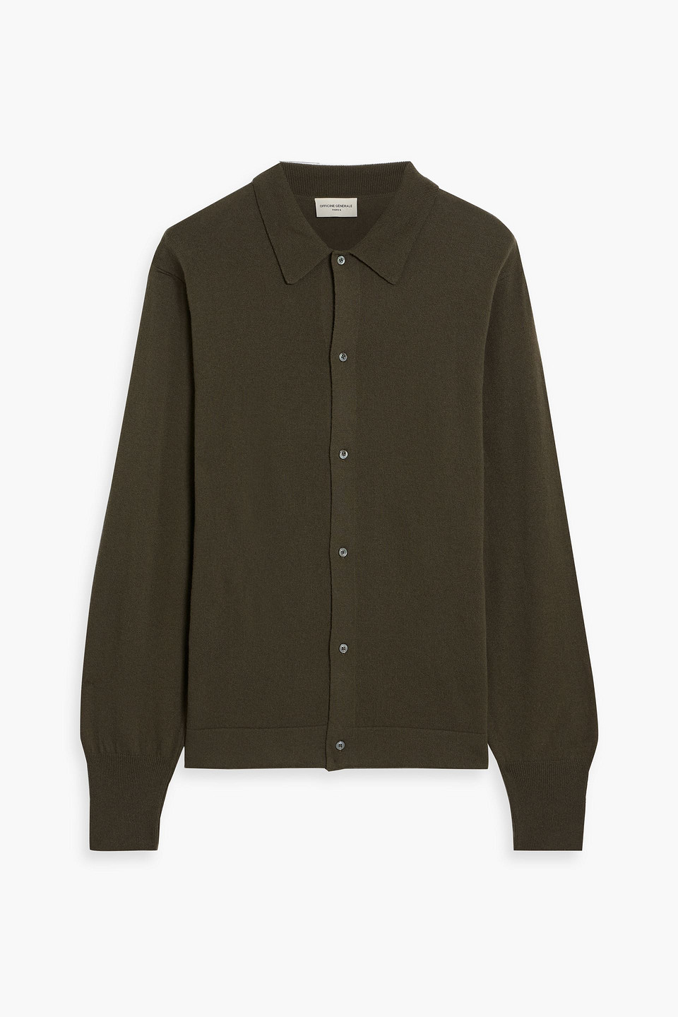 Officine Generale Brent Wool Cardigan In Green