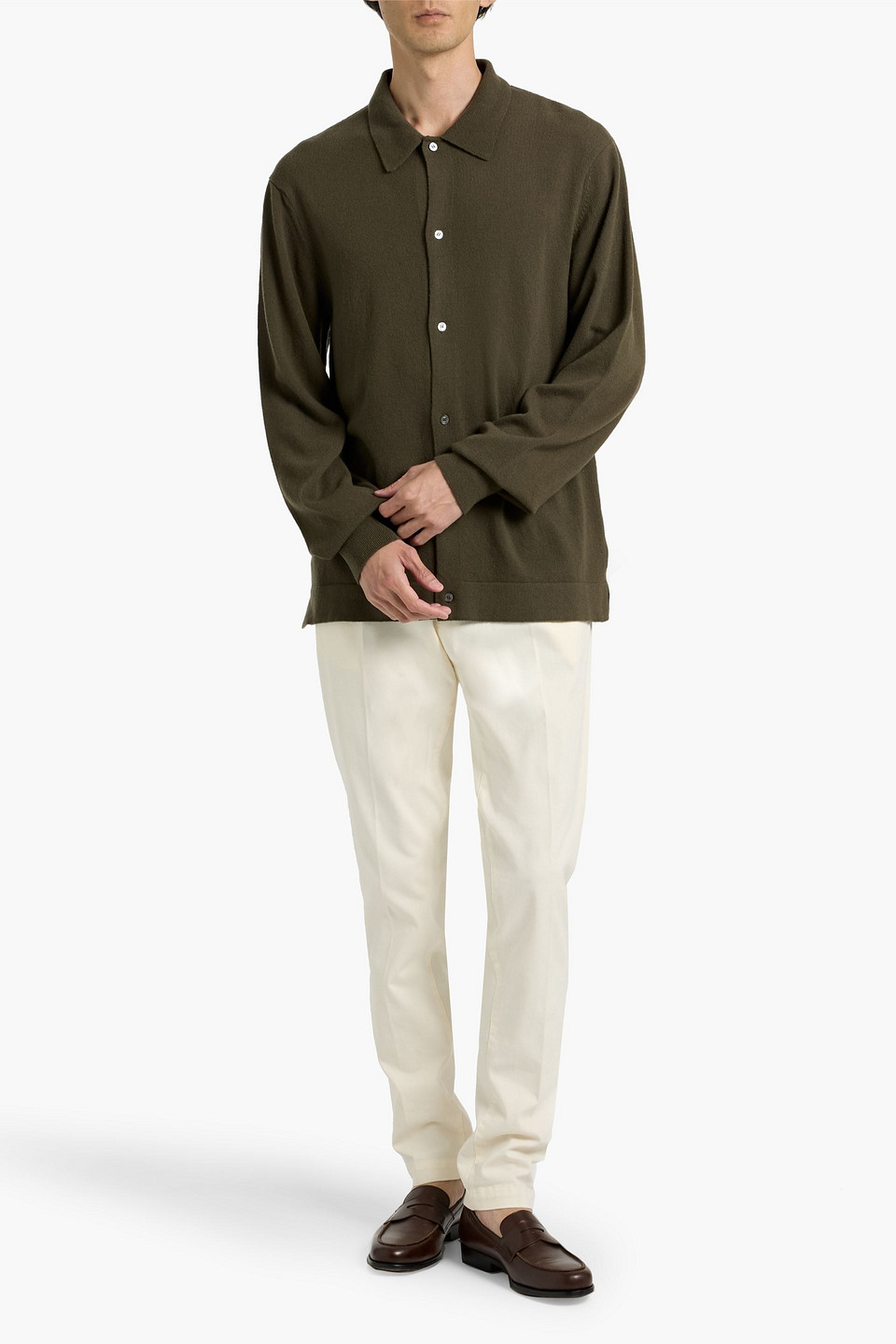 Officine Generale Brent Wool Cardigan In Green