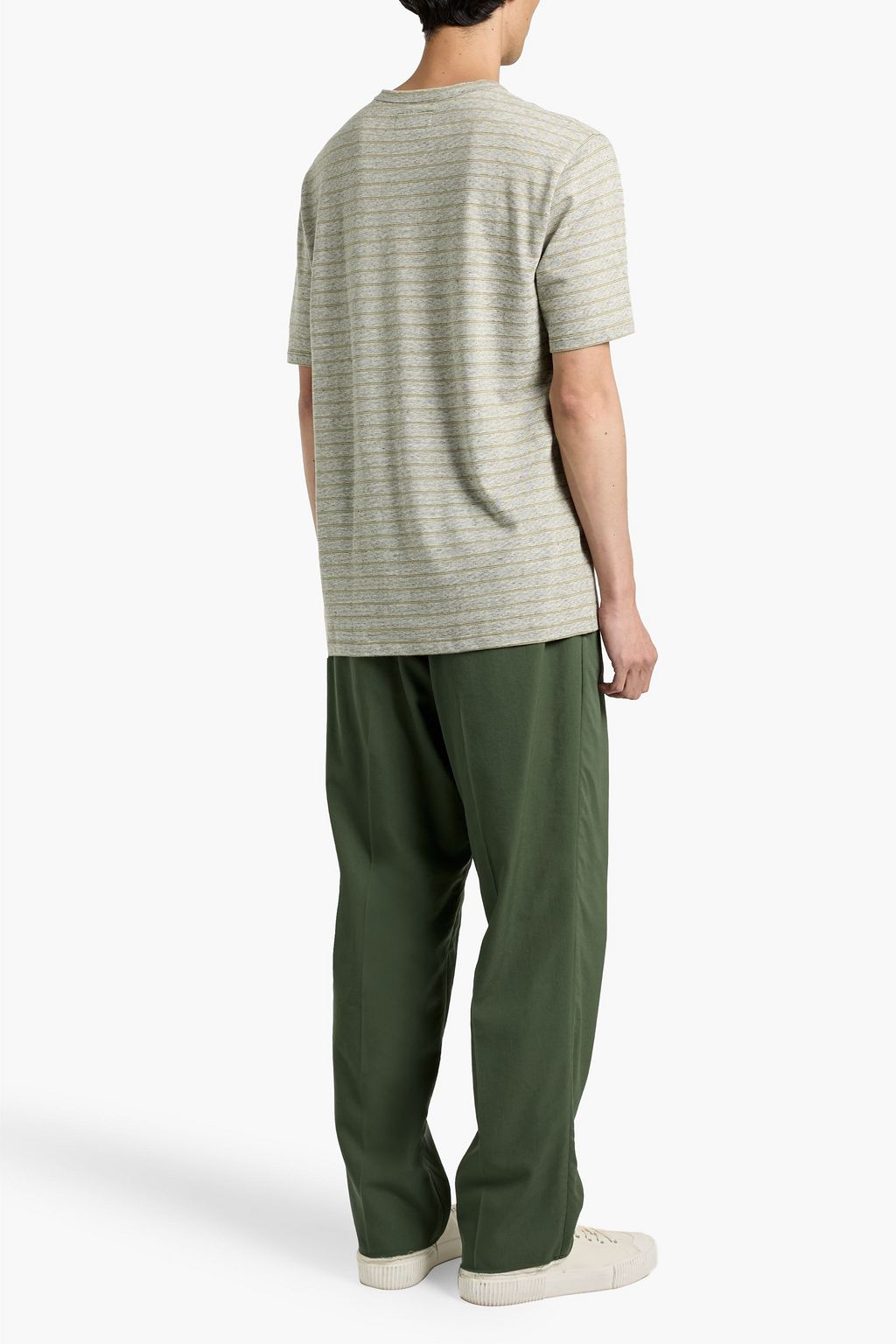 OFFICINE GÉNÉRALE Striped cotton and linen-blend t-shirt