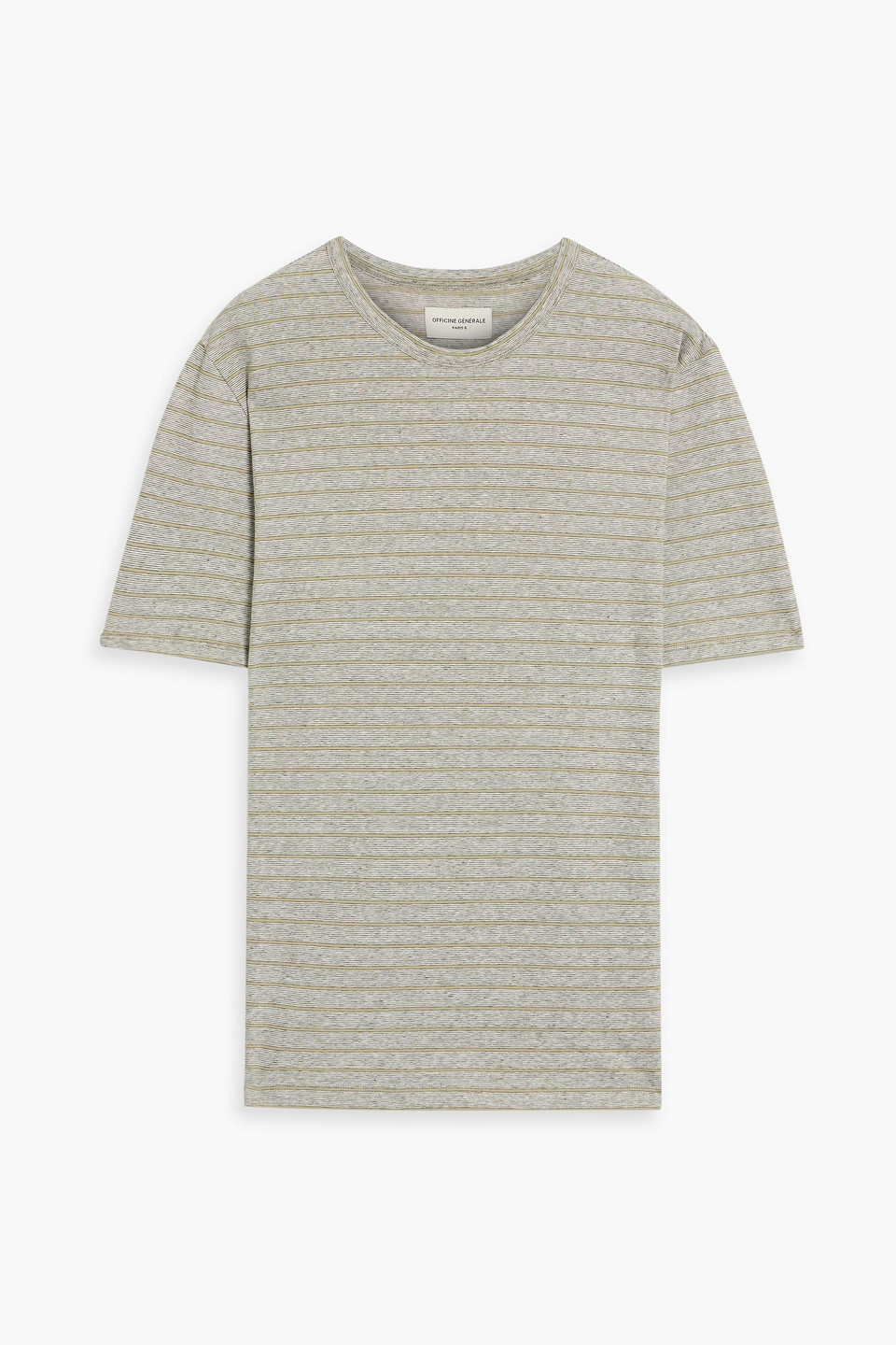 Officine Générale Striped cotton and linen-blend t-shirt