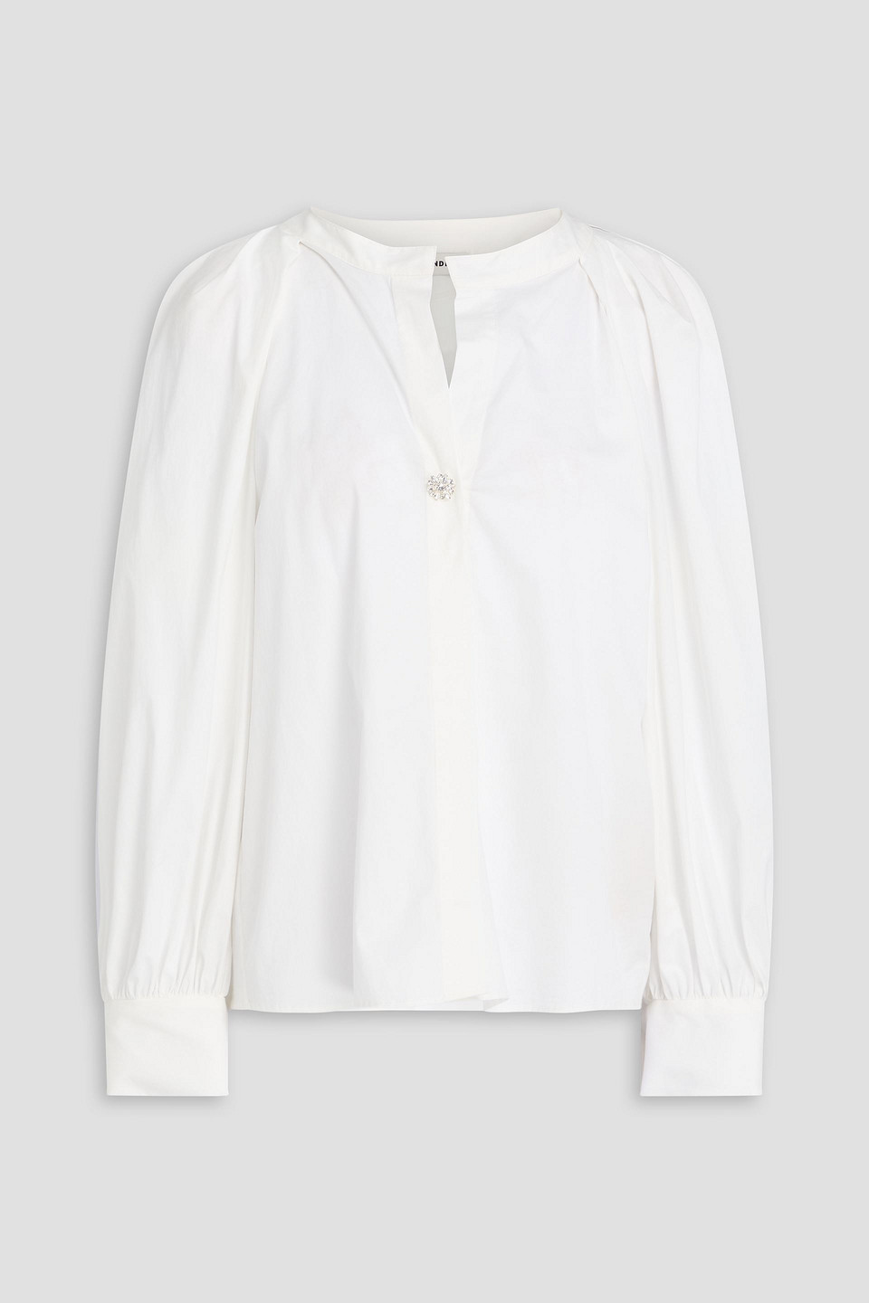 Sandro Pleated Cotton-blend Shirt In White