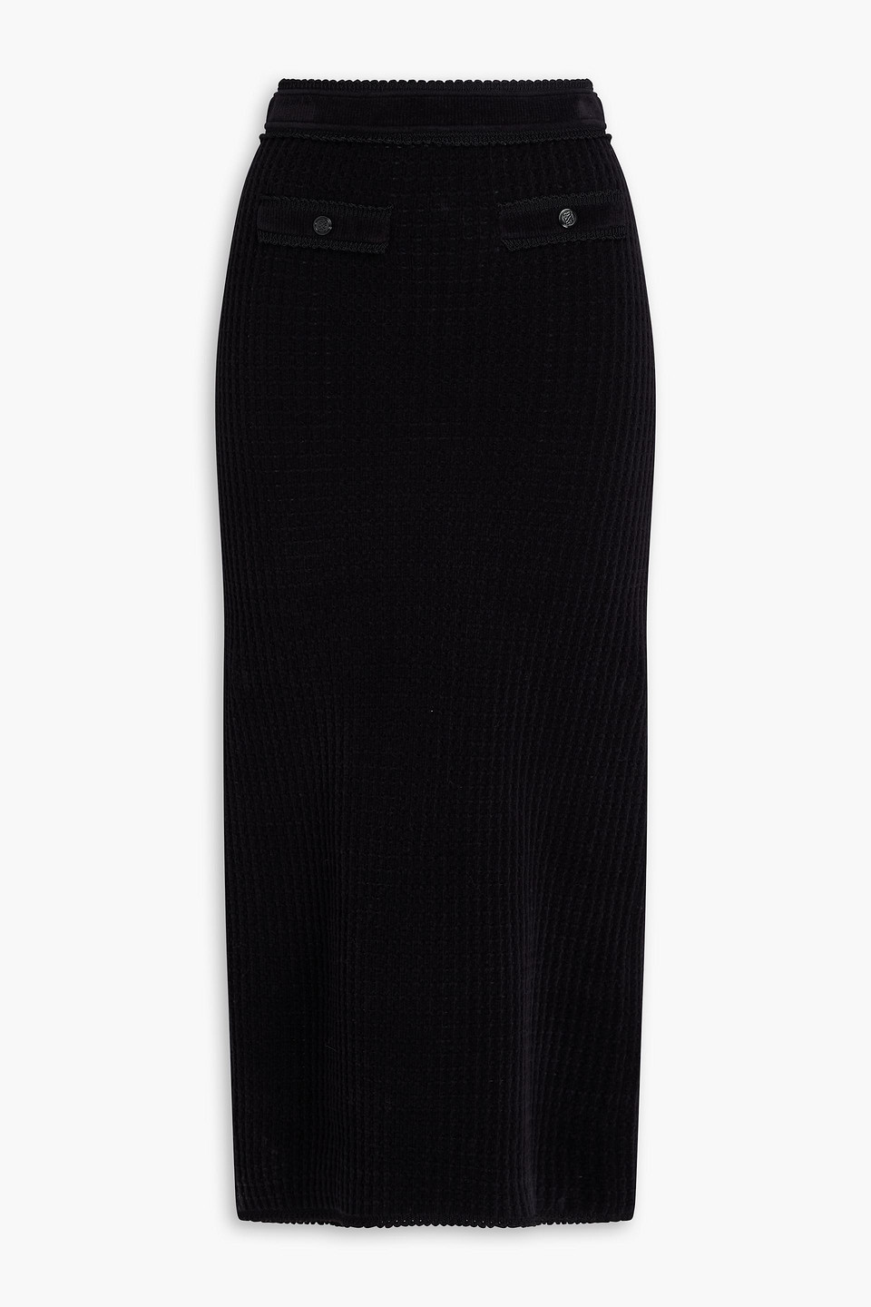 Sandro Pointelle-knit Midi Pencil Skirt In Black