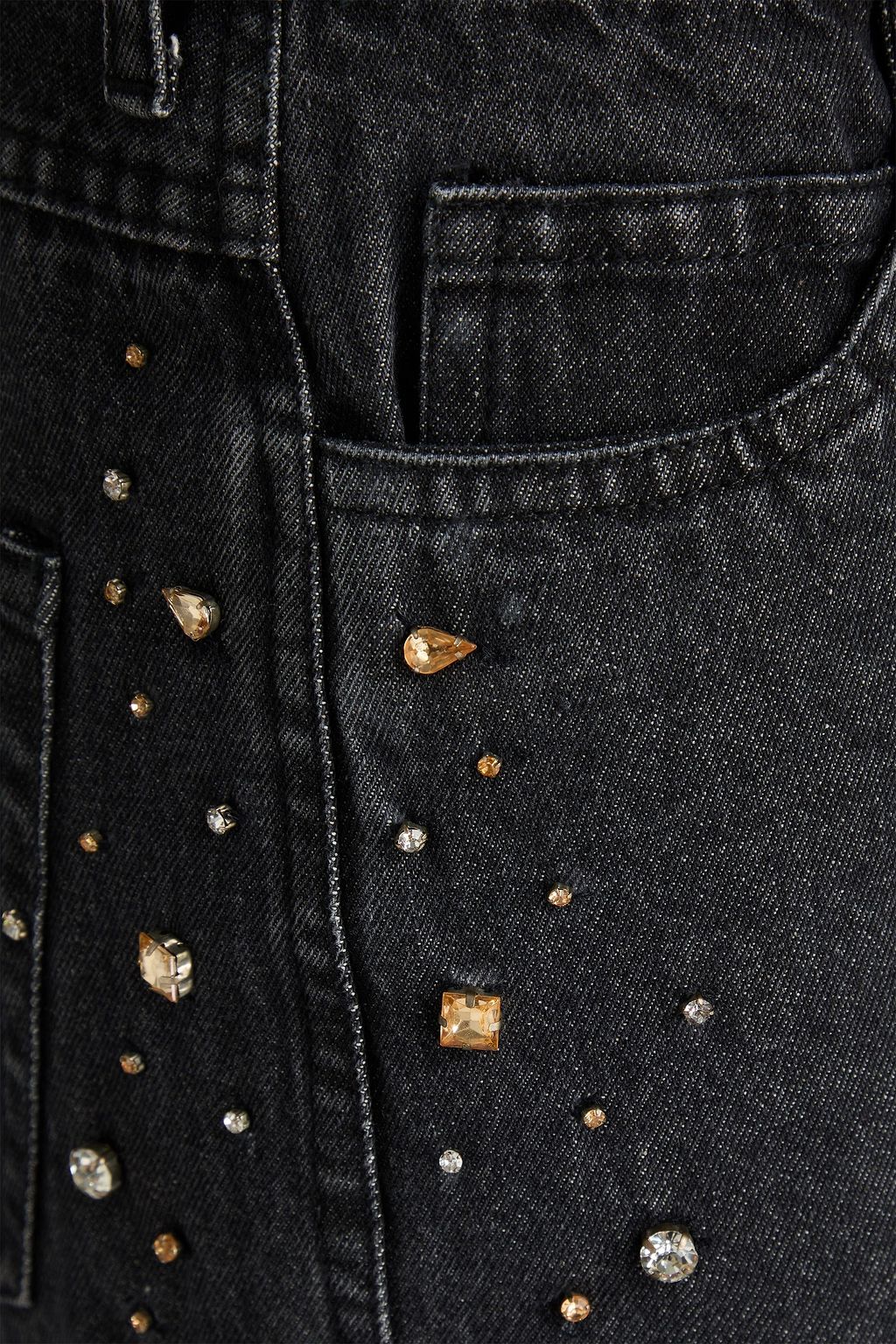 SANDRO Crystal-embellished high-rise wide-leg jeans