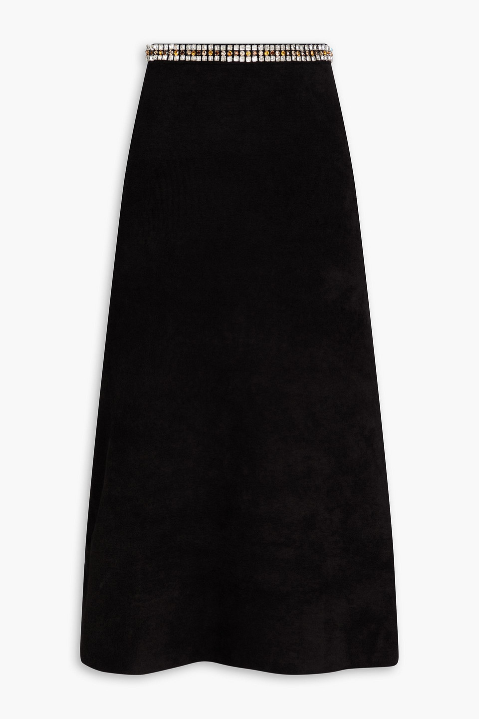Sandro Crystal-embellished Velour Midi Skirt In Black