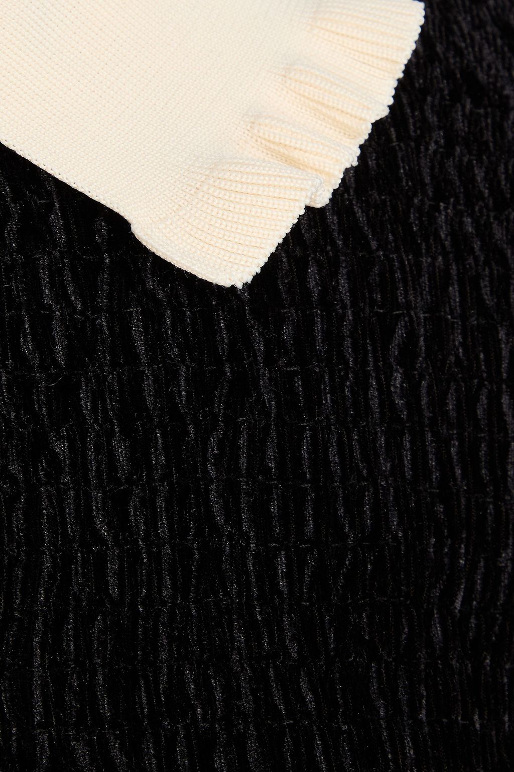 SANDRO Crystal-embellished two-tone velour top