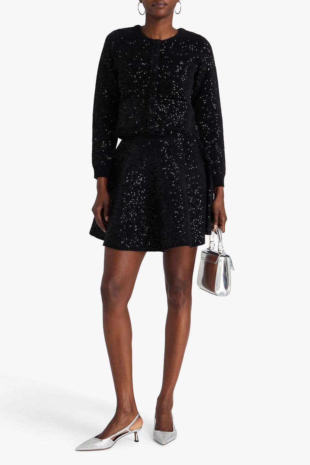 SANDRO Sequin-embellished velour cardigan