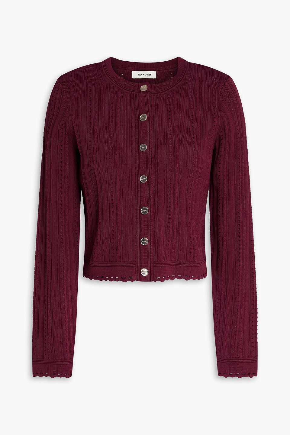 sandro - ribbed-knit cardigan - burgundy - 0