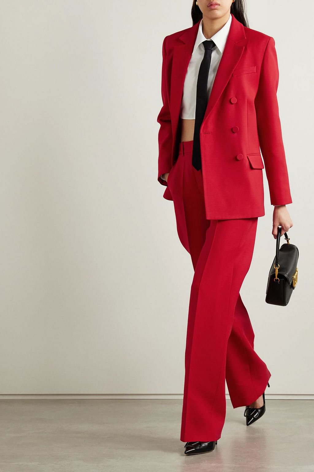 VALENTINO GARAVANI Double-breasted wool and silk-blend crepe blazer