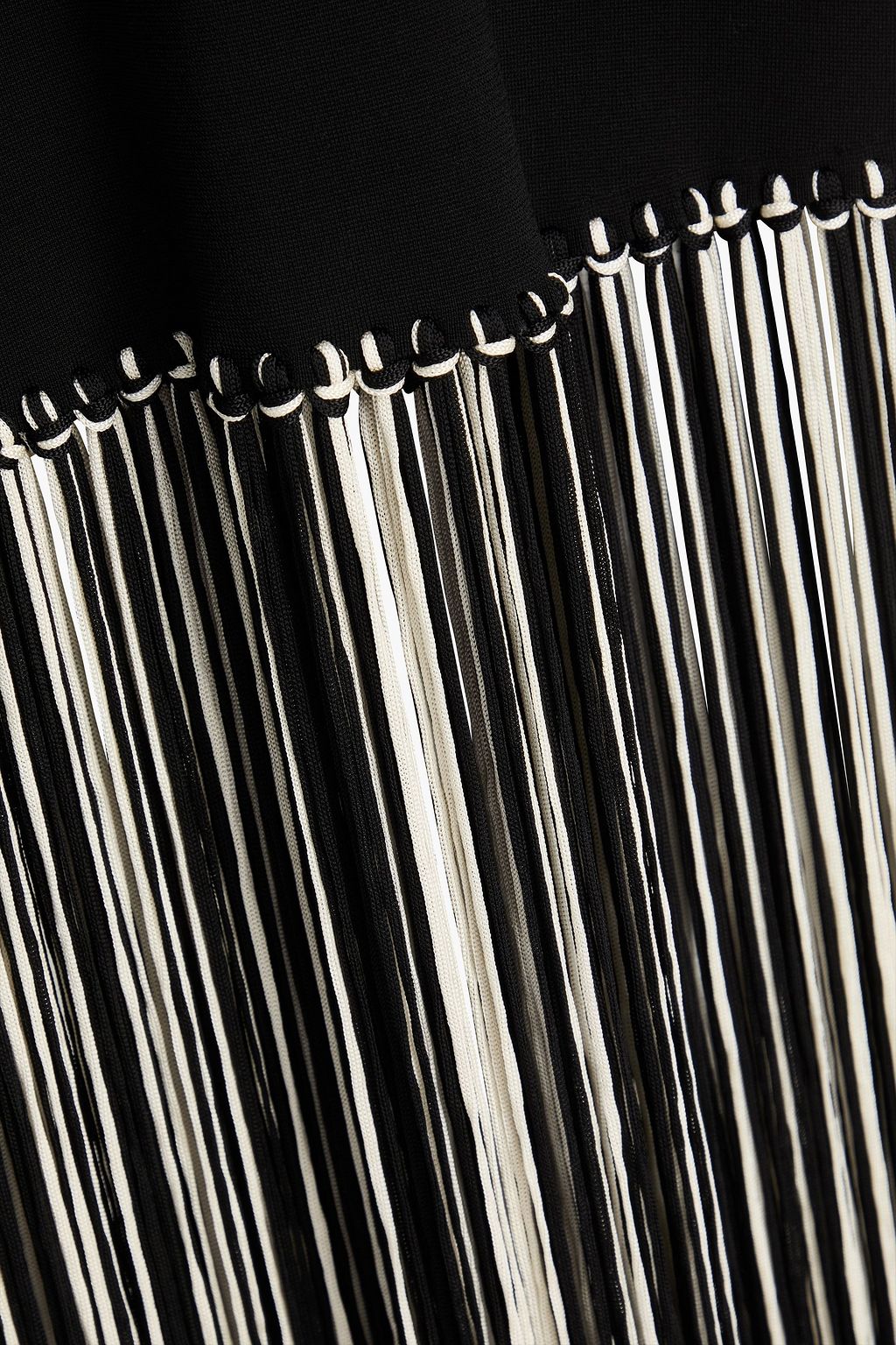 SANDRO Fringed stretch-knit midi dress