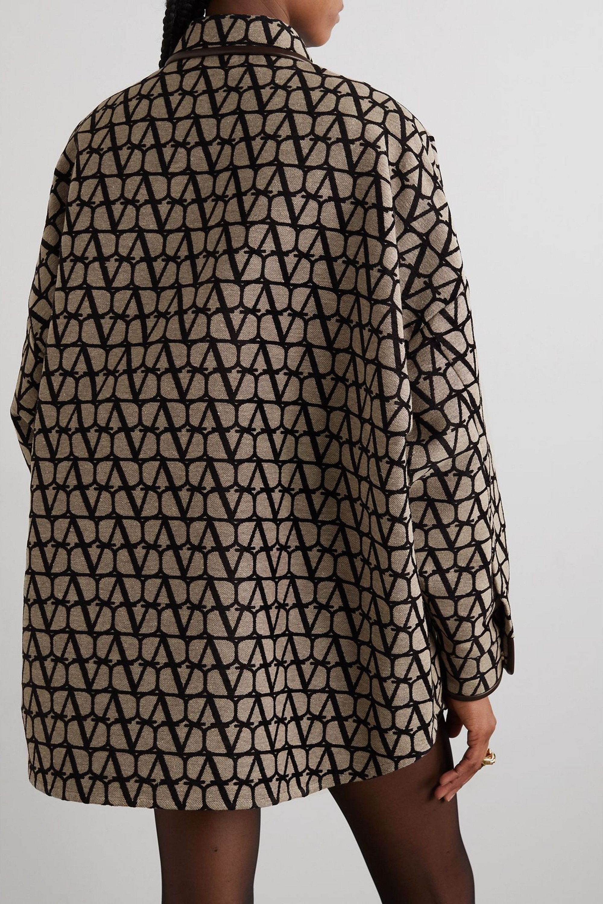 Valentino Garavani - Oversized leather-trimmed jacquard jacket | Plush