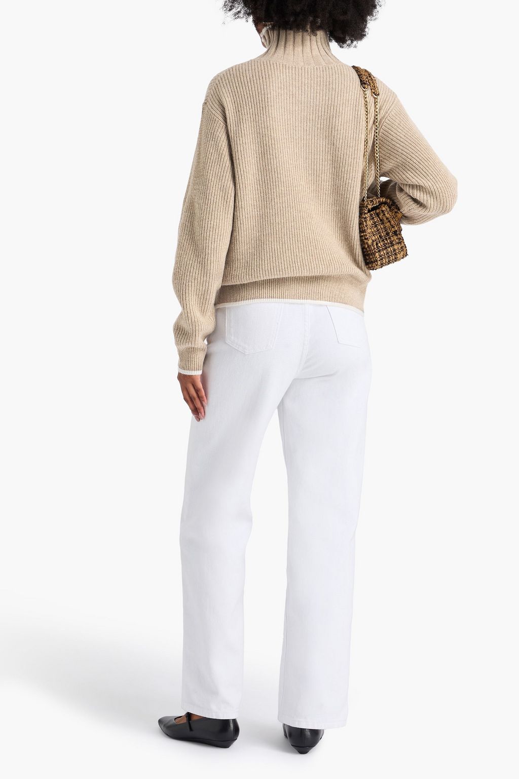 SANDRO Wool and cashmere-blend turtleneck sweater