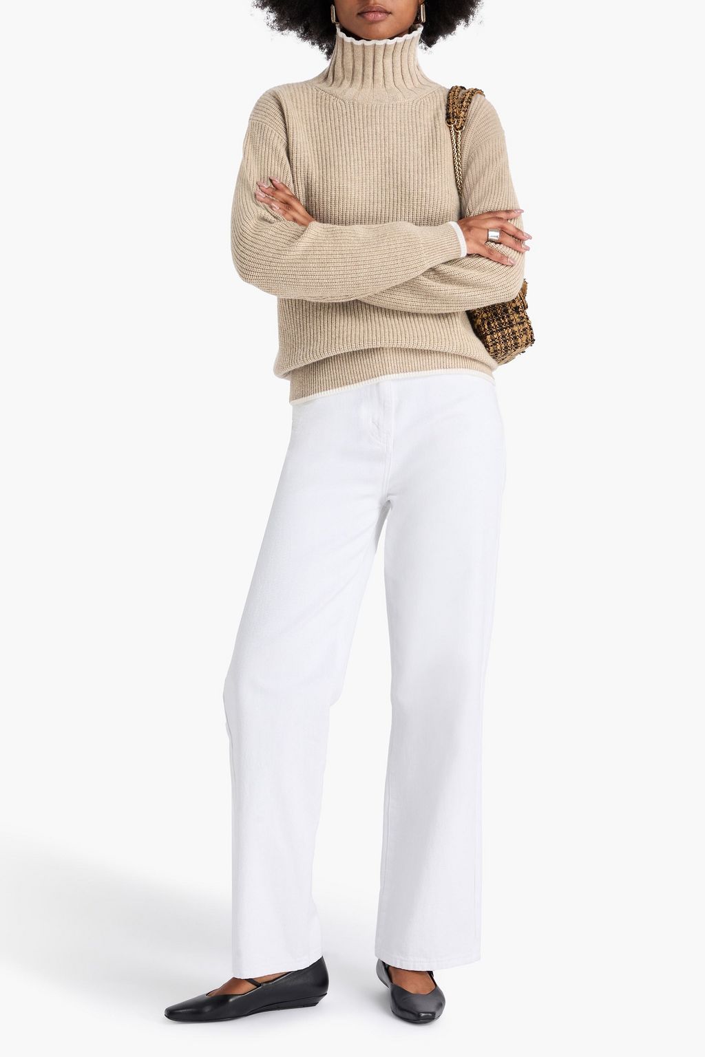 SANDRO Wool and cashmere-blend turtleneck sweater