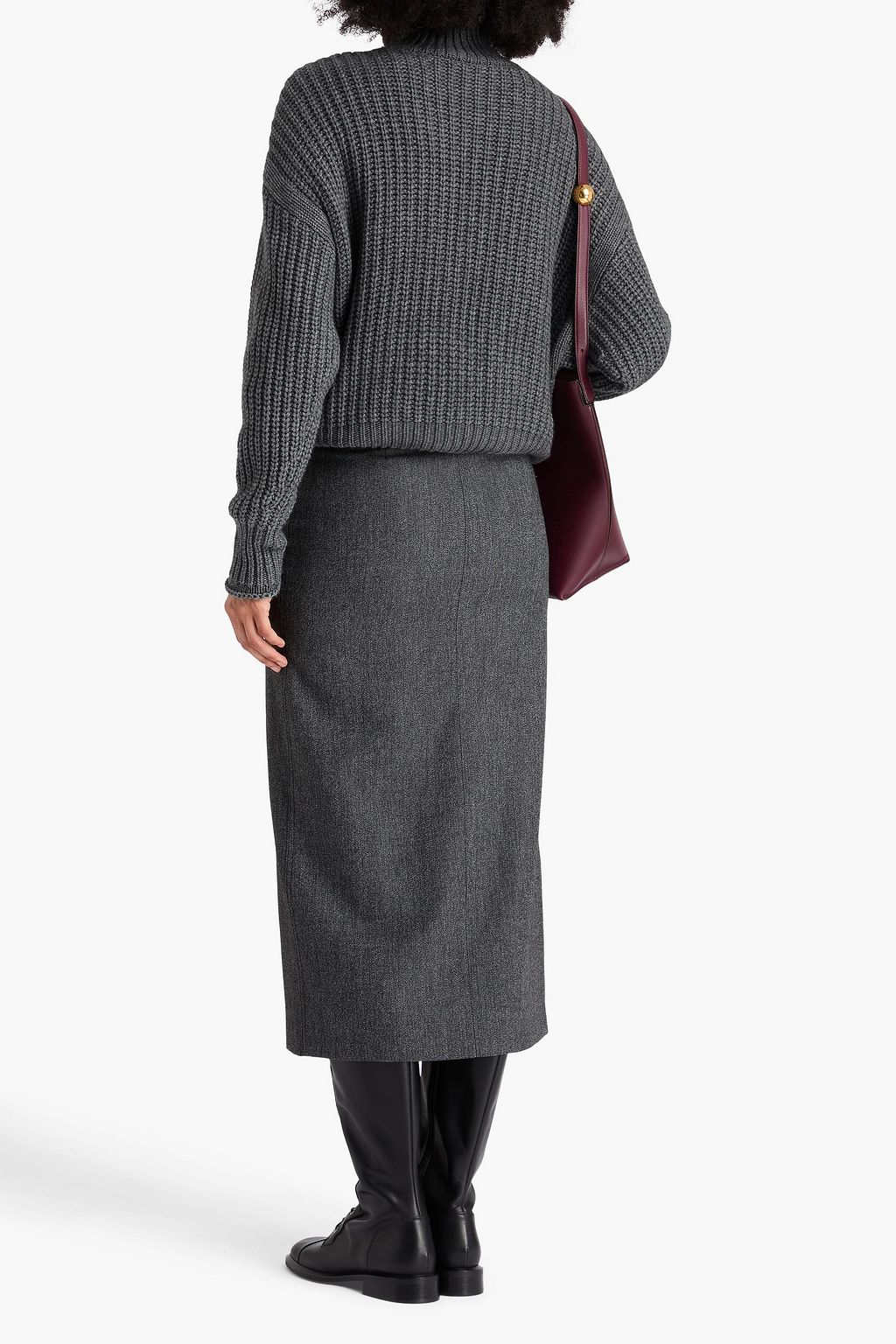 AUTUMN CASHMERE Mélange ribbed-knit turtleneck sweater