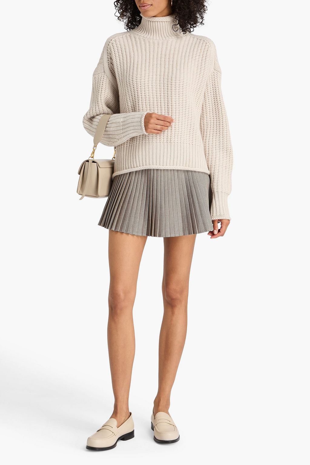 AUTUMN CASHMERE كنزة رياضية بياقة عالية بحبكة مضلّعة