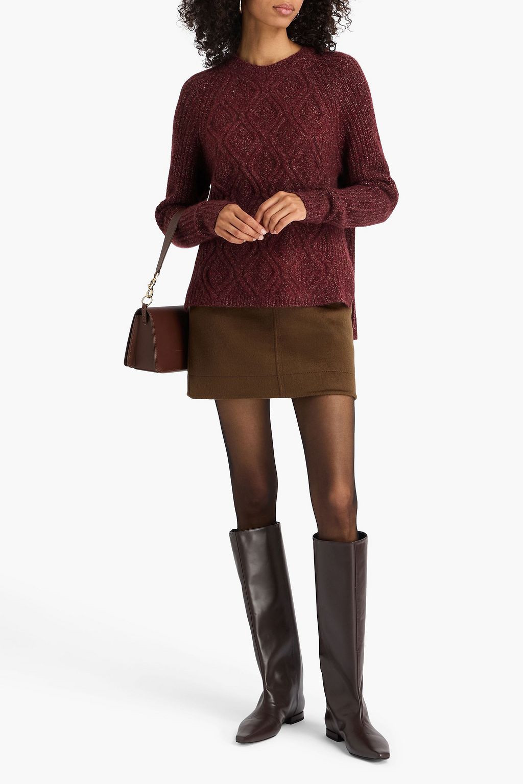 AUTUMN CASHMERE Cable-knit cashmere and silk-blend sweater
