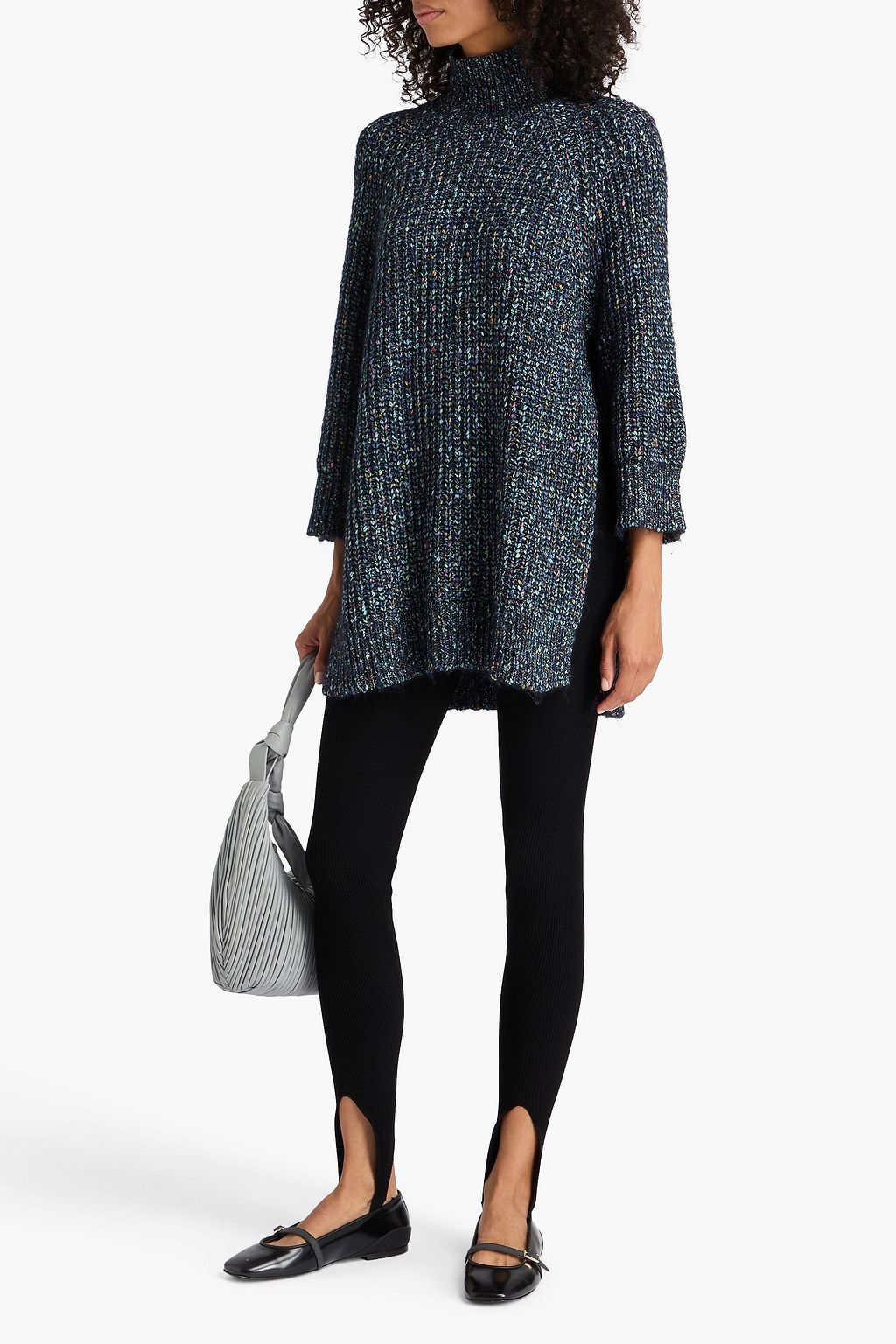AUTUMN CASHMERE Mélange cotton-blend turtleneck sweater